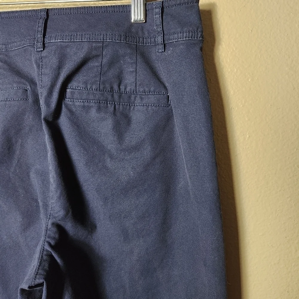 Talbots Womens Navy High Rise Wide Leg Chino Crop Pants-Size 8